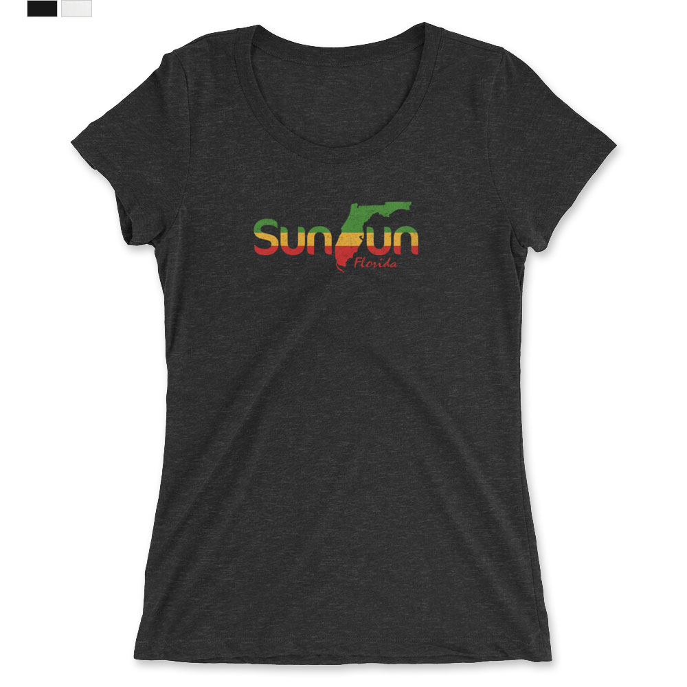 SunFun Rasta Florida Shirt TShirt Womens Flipped Reversed Backwards Logo State