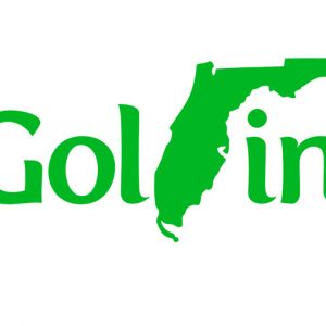 Golfin Golfing Florida Flipped Backwards F Logo Design Color Green Decal Sticker