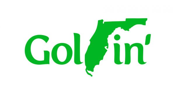 Golfin Golfing Florida Flipped Backwards F Logo Design Color Green Decal Sticker