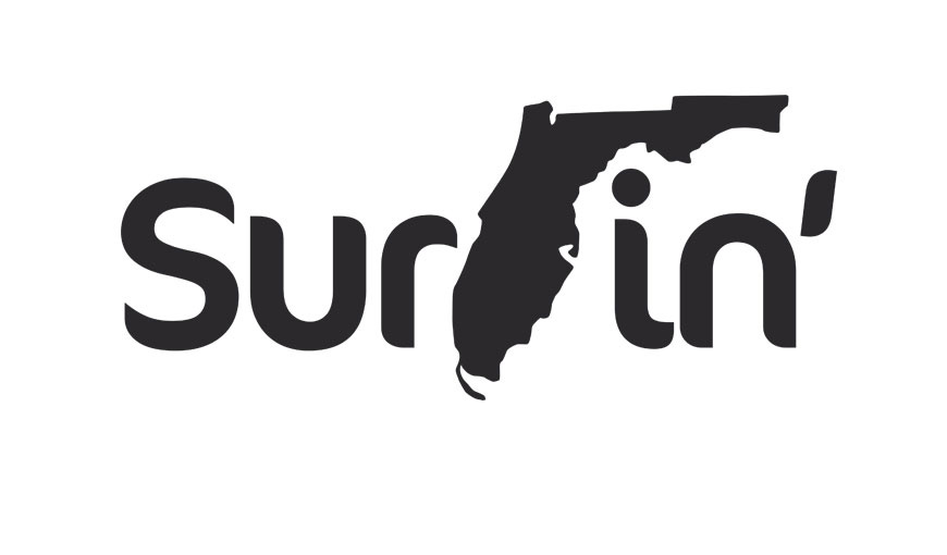 Surfin Florida Flipped Backwards F Logo Design Color Black NoFL Decal Sticker