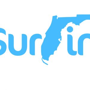 Surfin Surfing Florida FL Aqua Flipped Backwards Rotated Reversed F Logo Design Sticker Decal Free Stoked