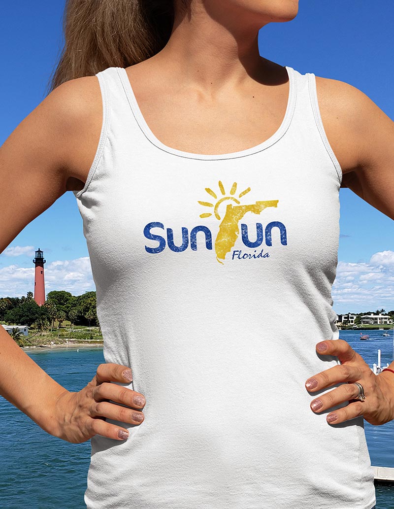 SunFun Florida Tank Top Jupiter Lighthouse Draw Bridge Sunny Day