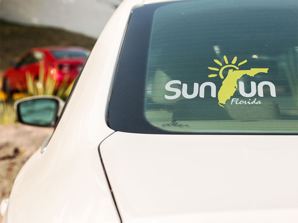 SunFun Florida FL Reversed Flipped Backwards F Logo Design Stickers Sticker Decals Decal Car